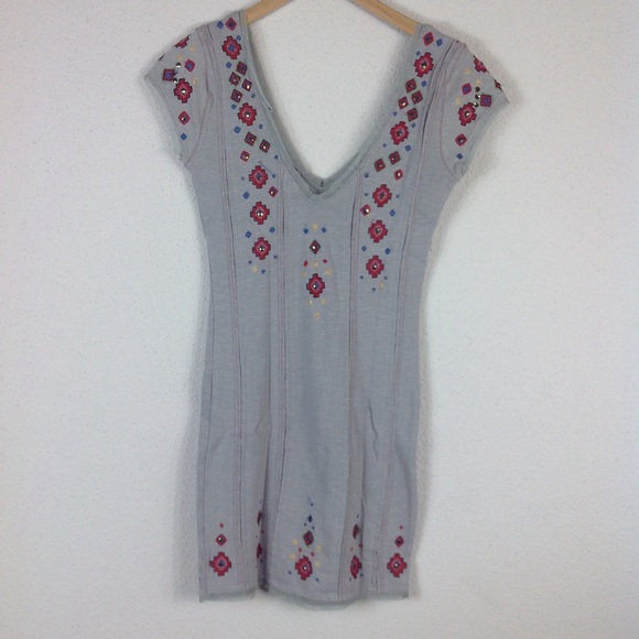 Free People Grey Multi Embroidered Sequin Bodycon - Picture 3 of 6